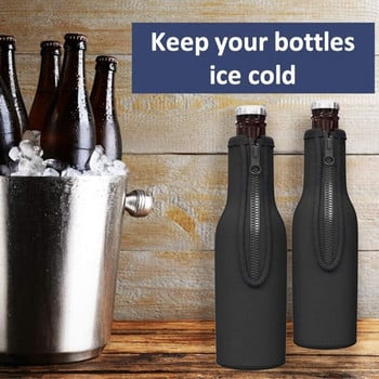 Ръкави за охлаждане на бутилка бира Keep Drink Cold Зип-допълнително дебел неопренов изолиран калъф за ръкави Черен