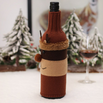 Χριστουγεννιάτικο σετ μπουκαλιών κρασιού 2022 Χριστουγεννιάτικα διακοσμητικά κινούμενα σχέδια Πλεκτά Γέρος Χιονάνθρωπος Σετ κρασιού Διακόσμηση εστιατορίου διακοπών