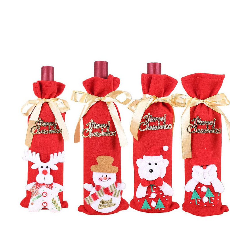 Vianočná ozdoba na fľašu vína, sada oblečenia, vianočná dekorácia na stôl, Santa Claus 2022, novoročný darček, vianočné dekorácie do domácnosti