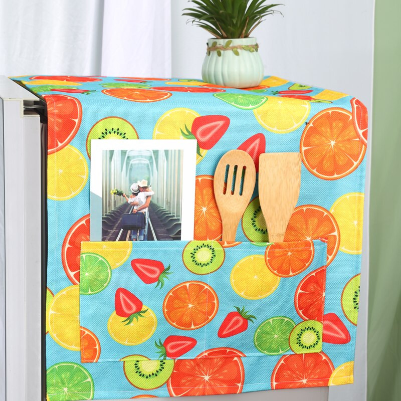 1vnt 50x130cm Lemon Fruit Print Šaldytuvas skalbimo mašinos dangtis dulkių dangtelis Linas Cartoon šaldiklio dangtis dulkių dangtelis