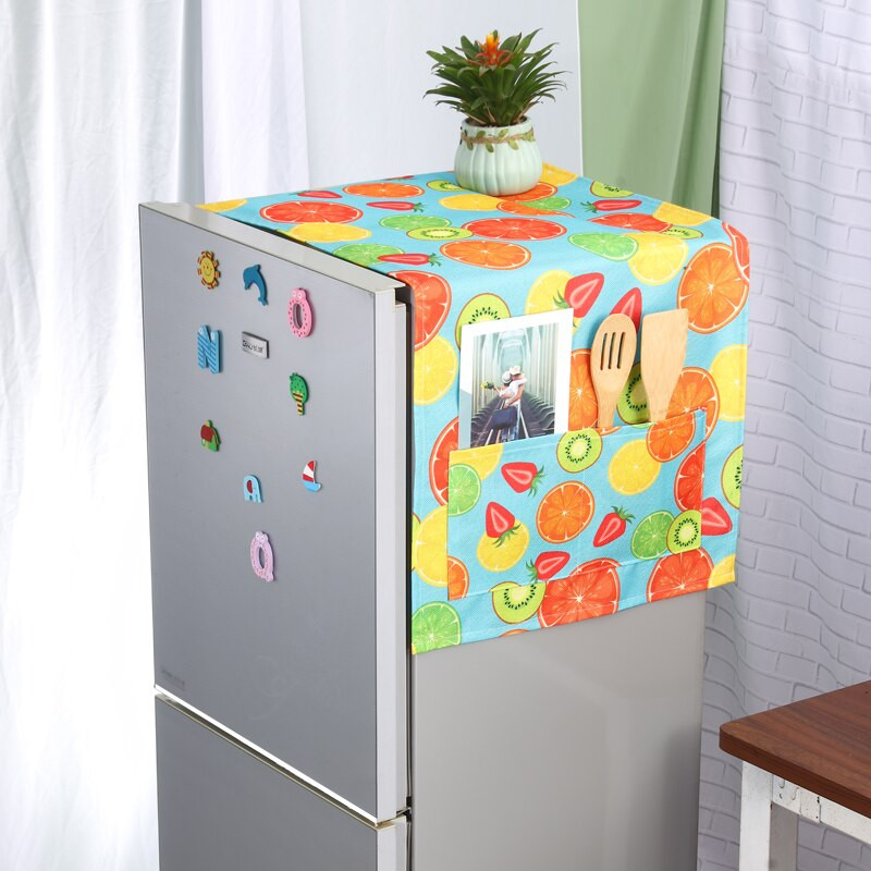 1vnt 50x130cm Lemon Fruit Print Šaldytuvas skalbimo mašinos dangtis dulkių dangtelis Linas Cartoon šaldiklio dangtis dulkių dangtelis
