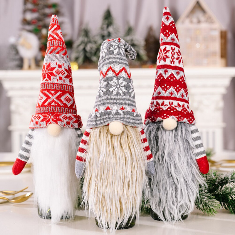 4 ks vianočných párty čiapok, zátok, vianočných párty doplnkov, vianočnej dekorácie na fľašu s trpaslíkom, vianočnej klobúčik na fľašu