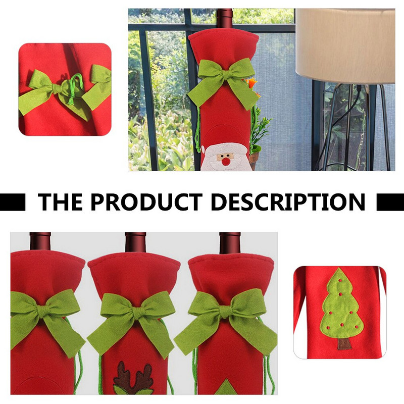 6 vnt. daugkartinio naudojimo žavingas butelio maišelio buteliuko dėklas kalėdiniam buteliui