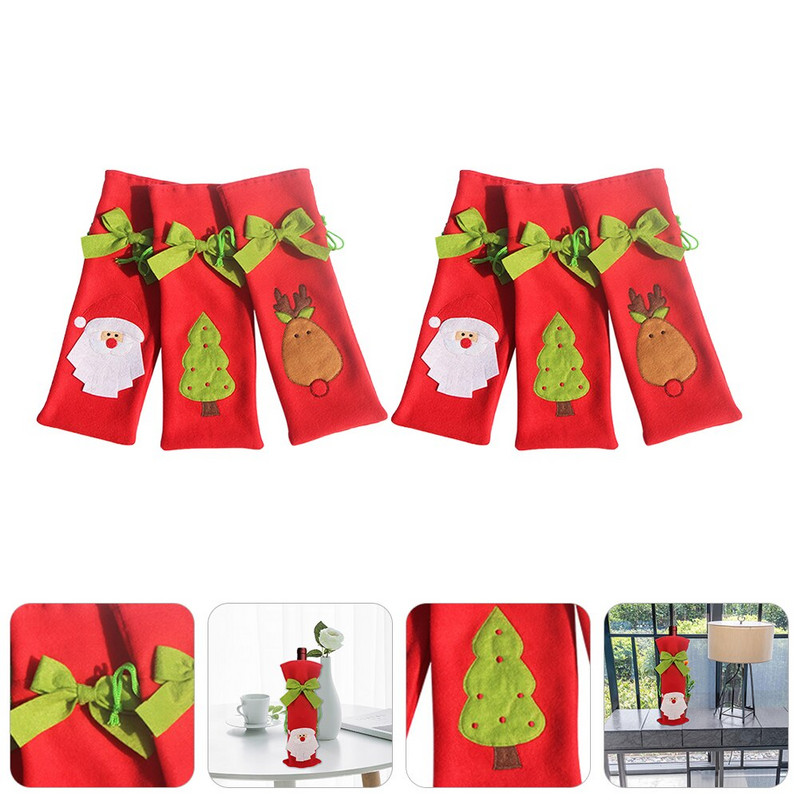 6 vnt. daugkartinio naudojimo žavingas butelio maišelio buteliuko dėklas kalėdiniam buteliui