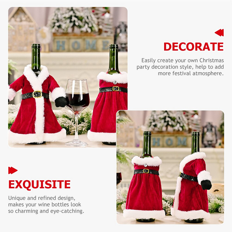 Vianočné obaly na fľaše, tašky, darčekové dekoratívne obaly, dekorácie na rukávy, Santa Claus, sviatky, vianočné šaty, taška, obľúbené predmety, držiak na párty