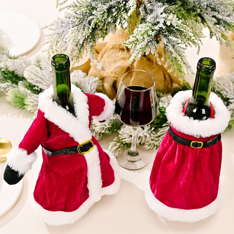 Vianočné obaly na fľaše, tašky, darčekové dekoratívne obaly, dekorácie na rukávy, Santa Claus, sviatky, vianočné šaty, taška, obľúbené predmety, držiak na párty