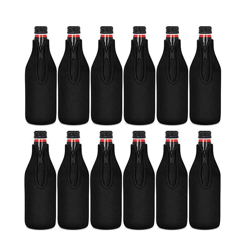 Chladiace puzdrá na pivo Hot SV-Beer, zipsové, extra hrubé neoprénové izolované puzdro, čierne