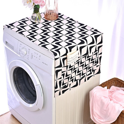 Valge musta lehma mustriga geomeetrilise külmiku tolmukate tasku hoiukotiga Pesumasina hoiustamise korraldaja rippuv