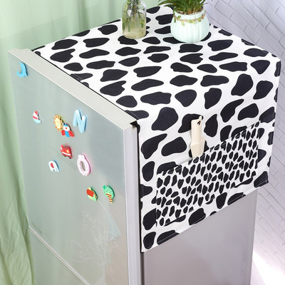 Valge musta lehma mustriga geomeetrilise külmiku tolmukate tasku hoiukotiga Pesumasina hoiustamise korraldaja rippuv