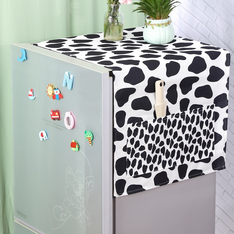 Valge musta lehma mustriga geomeetrilise külmiku tolmukate tasku hoiukotiga Pesumasina hoiustamise korraldaja rippuv