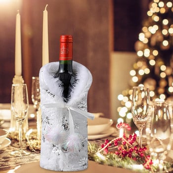 Пикник Wine Tote Коледна бутилка вино Комплект чанта Вечеря на свещи и коледно семейство 2022 Чаши за шампанско Нова година