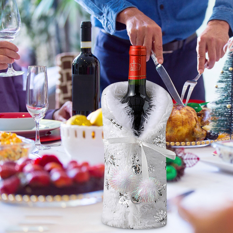 Set de sticle de vin pentru picnic, set de sticle de vin, cină la lumina lumânărilor și familie de Crăciun 2022, pahare de șampanie, revelion