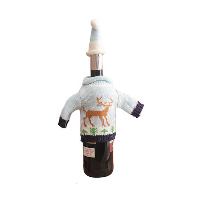 Gestrickte Weihnachten Flasche Tasche Atmungsaktiv Champagner Flasche Geschenk Taschen DIY Wein Flaschen Jacke Familie Party