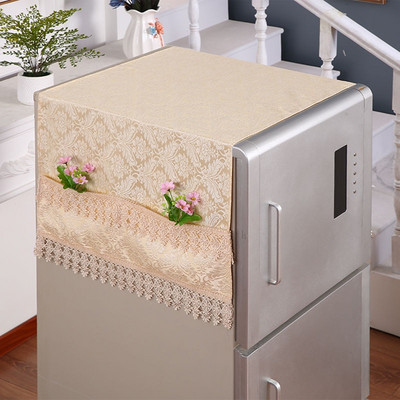 Fyjafon Refrigerator Covers Dust Cover With Storage Bag Kitchen Decor Dustproof Cover Embroidery Lace 55*145/70*170