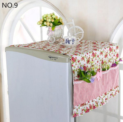 Kvaliteetne hingav külmiku pesukubu tolmukindel kate ühe uksega pitsiga kapuuts külmiku kate riputusrätik külmiku jaoks