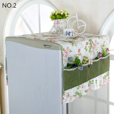 Kvaliteetne hingav külmiku pesukubu tolmukindel kate ühe uksega pitsiga kapuuts külmiku kate riputusrätik külmiku jaoks