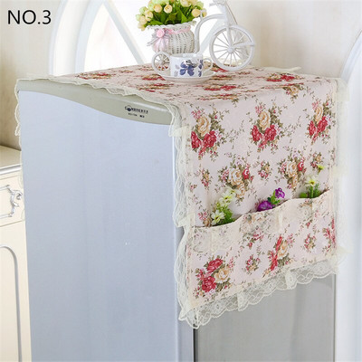 Kvaliteetne hingav külmiku pesukubu tolmukindel kate ühe uksega pitsiga kapuuts külmiku kate riputusrätik külmiku jaoks