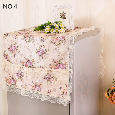 Kvaliteetne hingav külmiku pesukubu tolmukindel kate ühe uksega pitsiga kapuuts külmiku kate riputusrätik külmiku jaoks