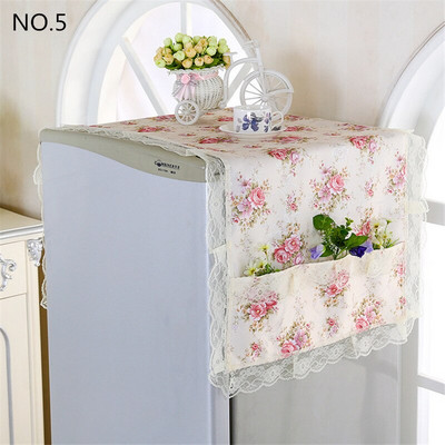 Kvaliteetne hingav külmiku pesukubu tolmukindel kate ühe uksega pitsiga kapuuts külmiku kate riputusrätik külmiku jaoks