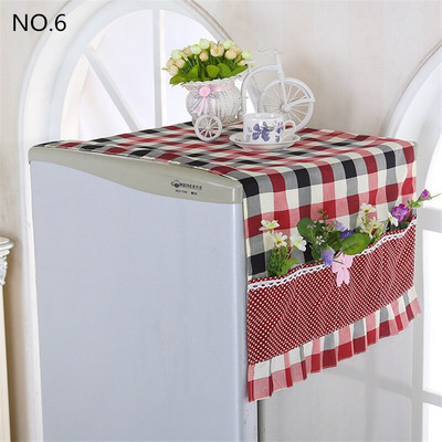 Kvaliteetne hingav külmiku pesukubu tolmukindel kate ühe uksega pitsiga kapuuts külmiku kate riputusrätik külmiku jaoks