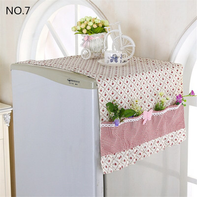 Kvaliteetne hingav külmiku pesukubu tolmukindel kate ühe uksega pitsiga kapuuts külmiku kate riputusrätik külmiku jaoks