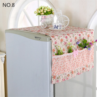 Kvaliteetne hingav külmiku pesukubu tolmukindel kate ühe uksega pitsiga kapuuts külmiku kate riputusrätik külmiku jaoks