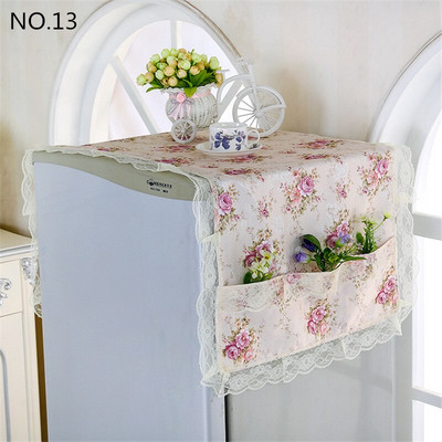 Kvaliteetne hingav külmiku pesukubu tolmukindel kate ühe uksega pitsiga kapuuts külmiku kate riputusrätik külmiku jaoks