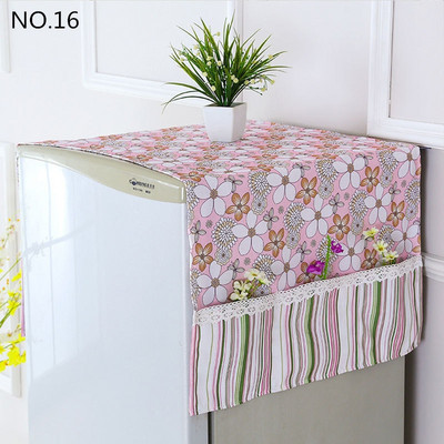 Kvaliteetne hingav külmiku pesukubu tolmukindel kate ühe uksega pitsiga kapuuts külmiku kate riputusrätik külmiku jaoks