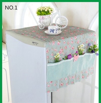 Kvaliteetne hingav külmiku pesukubu tolmukindel kate ühe uksega pitsiga kapuuts külmiku kate riputusrätik külmiku jaoks