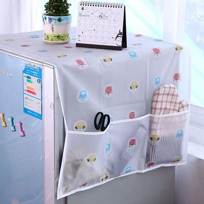 1PC Обикновен капак за прах за хладилник с джобове за съхранение PEVA водоустойчиви прахоустойчиви капаци за печат на перални машини