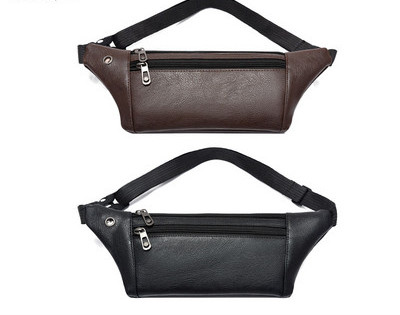 Μοντέρνα ανδρική τσάντα από οικολογικό δέρμα σε μαύρο και καφέ χρώμα