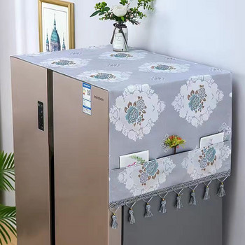 65x170CM флорален хладилник Прахозащитно покритие Шкаф Водоустойчив прахозащитно покритие с джобове за съхранение Многофункционална кърпа за хладилник