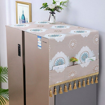 65x170cm Floral κάλυμμα σκόνης ψυγείου Πανί ντουλάπι Αδιάβροχο κάλυμμα σκόνης με θήκες αποθήκευσης Πολυλειτουργικό ύφασμα ψυγείου επάνω