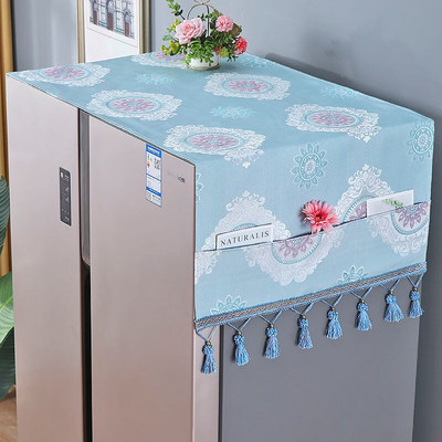 65x170cm virágos hűtőszekrény porvédő szövetszekrény Vízálló porvédő tárolózsebekkel Többfunkciós hűtő felső kendő