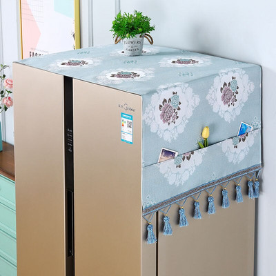 65x170cm virágos hűtőszekrény porvédő szövetszekrény Vízálló porvédő tárolózsebekkel Többfunkciós hűtő felső kendő