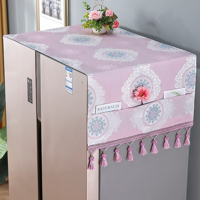 65x170cm virágos hűtőszekrény porvédő szövetszekrény Vízálló porvédő tárolózsebekkel Többfunkciós hűtő felső kendő
