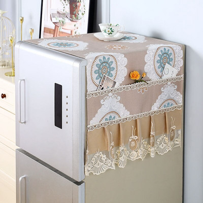 65x170cm virágos hűtőszekrény porvédő szövetszekrény Vízálló porvédő tárolózsebekkel Többfunkciós hűtő felső kendő