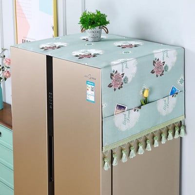 65x170cm virágos hűtőszekrény porvédő szövetszekrény Vízálló porvédő tárolózsebekkel Többfunkciós hűtő felső kendő