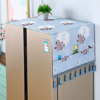 65x170cm virágos hűtőszekrény porvédő szövetszekrény Vízálló porvédő tárolózsebekkel Többfunkciós hűtő felső kendő