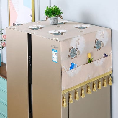 65x170cm virágos hűtőszekrény porvédő szövetszekrény Vízálló porvédő tárolózsebekkel Többfunkciós hűtő felső kendő