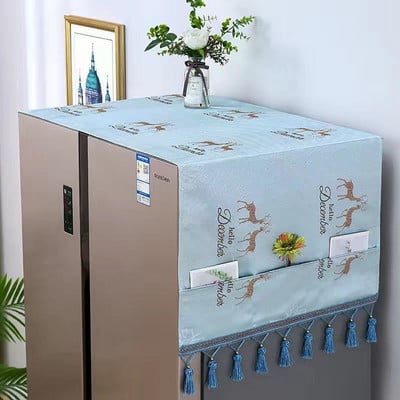 65x170cm virágos hűtőszekrény porvédő szövetszekrény Vízálló porvédő tárolózsebekkel Többfunkciós hűtő felső kendő