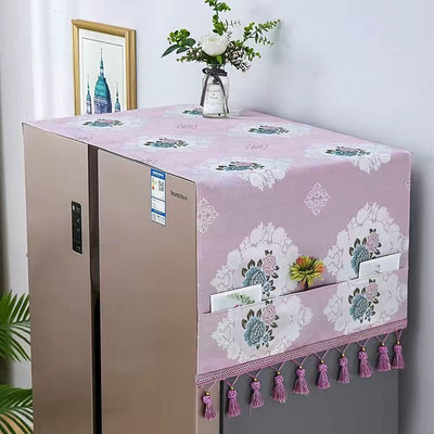 65x170cm virágos hűtőszekrény porvédő szövetszekrény Vízálló porvédő tárolózsebekkel Többfunkciós hűtő felső kendő