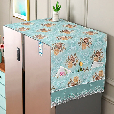 65x170cm virágos hűtőszekrény porvédő szövetszekrény Vízálló porvédő tárolózsebekkel Többfunkciós hűtő felső kendő