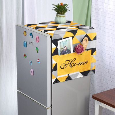 Husă pentru frigider din bumbac cu frunze simple coreene, cu 1-2 uși, pentru decorarea casei, cu geometrie, cu flori de desene animate, capac pentru mașină de spălat tambur