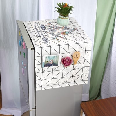 Husă pentru frigider din bumbac cu frunze simple coreene, cu 1-2 uși, pentru decorarea casei, cu geometrie, cu flori de desene animate, capac pentru mașină de spălat tambur