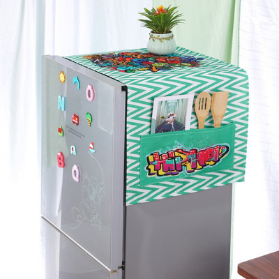 Husă pentru frigider din bumbac cu frunze simple coreene, cu 1-2 uși, pentru decorarea casei, cu geometrie, cu flori de desene animate, capac pentru mașină de spălat tambur