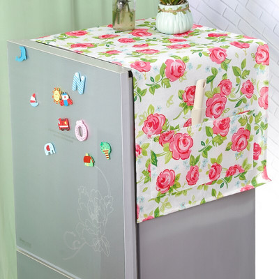 Husă pentru frigider din bumbac cu frunze simple coreene, cu 1-2 uși, pentru decorarea casei, cu geometrie, cu flori de desene animate, capac pentru mașină de spălat tambur