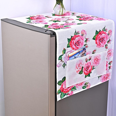 Husă pentru frigider din bumbac cu frunze simple coreene, cu 1-2 uși, pentru decorarea casei, cu geometrie, cu flori de desene animate, capac pentru mașină de spălat tambur
