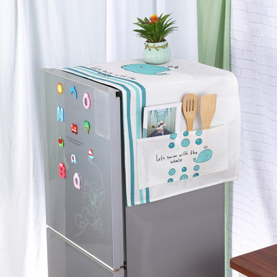 Husă pentru frigider din bumbac cu frunze simple coreene, cu 1-2 uși, pentru decorarea casei, cu geometrie, cu flori de desene animate, capac pentru mașină de spălat tambur