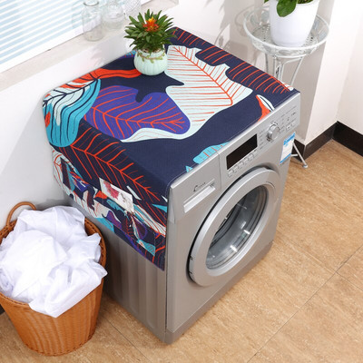 Husă pentru frigider din bumbac cu frunze simple coreene, cu 1-2 uși, pentru decorarea casei, cu geometrie, cu flori de desene animate, capac pentru mașină de spălat tambur